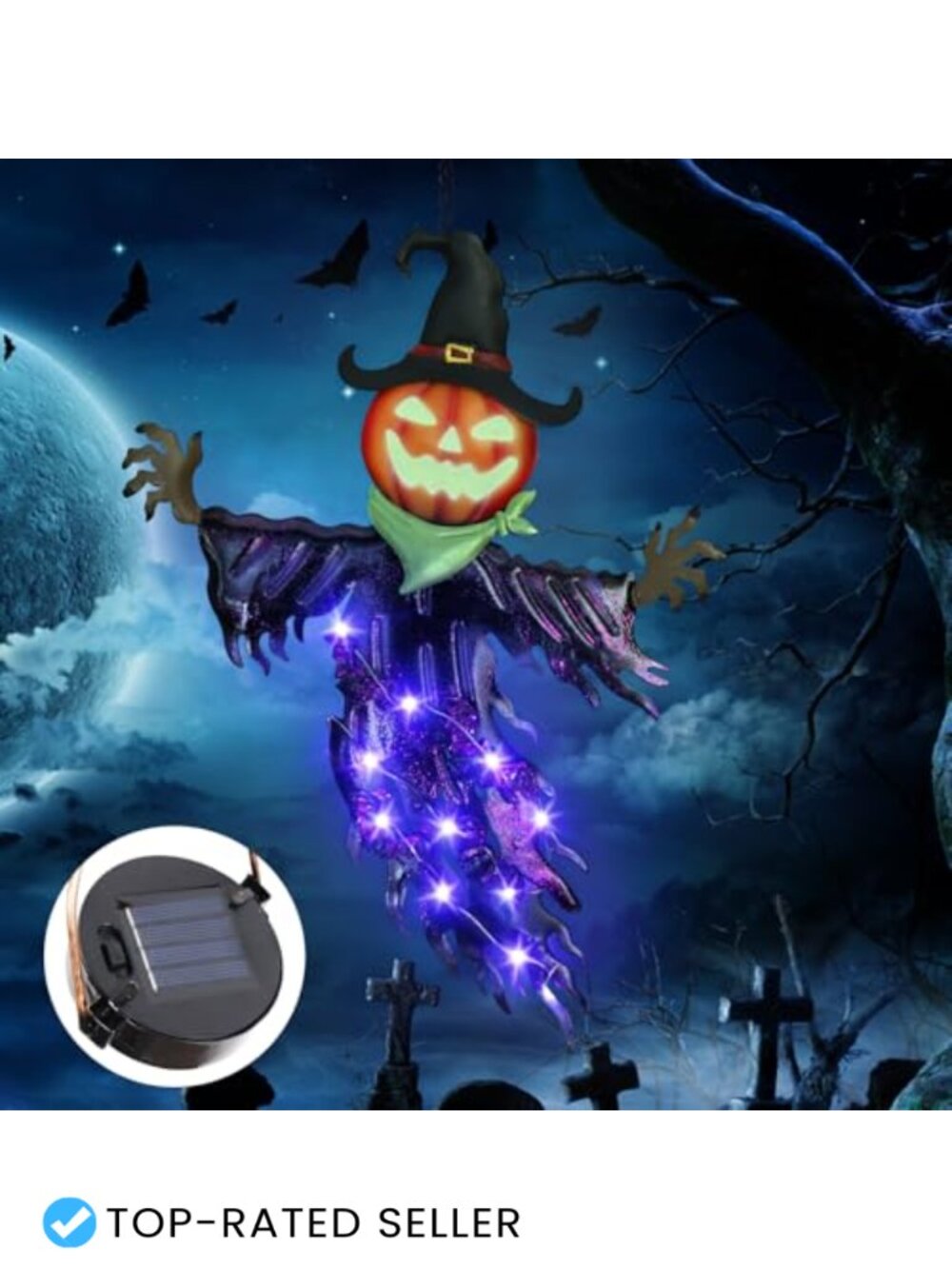 Solar Halloween Pumpkin Hanging Decorations Outdoor Metal Yard Art